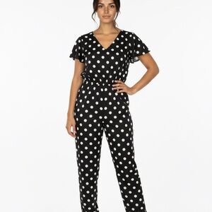 Monteau Black and White Polka Dot Jumpsuit